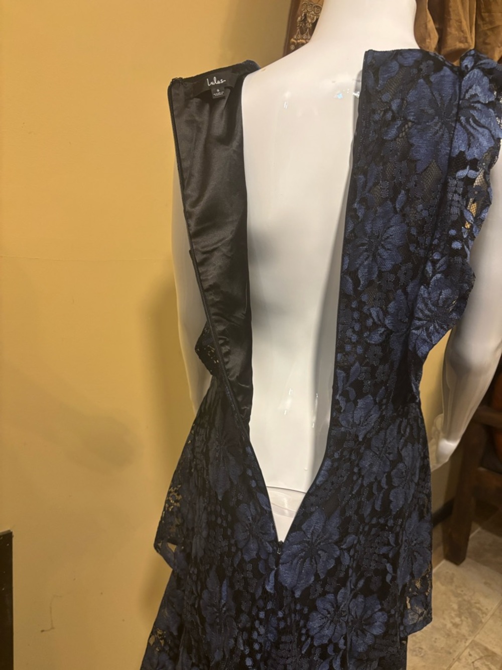 Lulu's Navy & Indigo Floral Lace Tiered V-Neck Maxi Dress - Picture 5 of 7